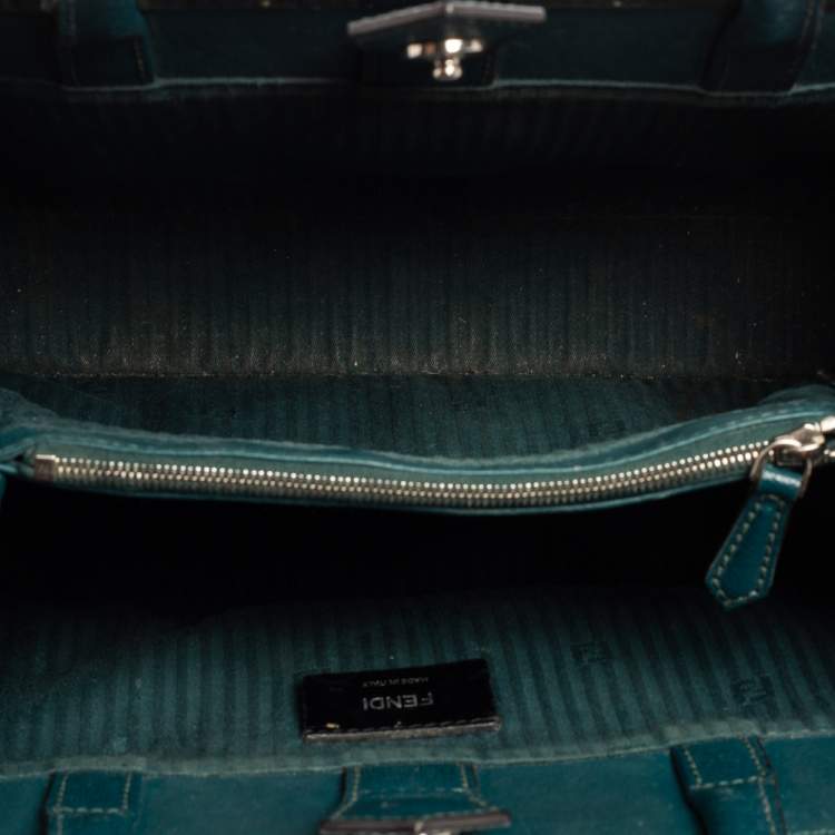 Pre Owned Fendi Green Leather Mini 2Jours Tote 