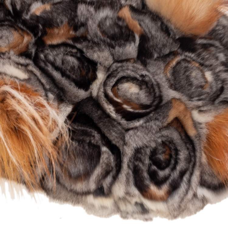 Pre Owned Fendi Brown Chinchilla Fur and Lizard Oyster Hobo