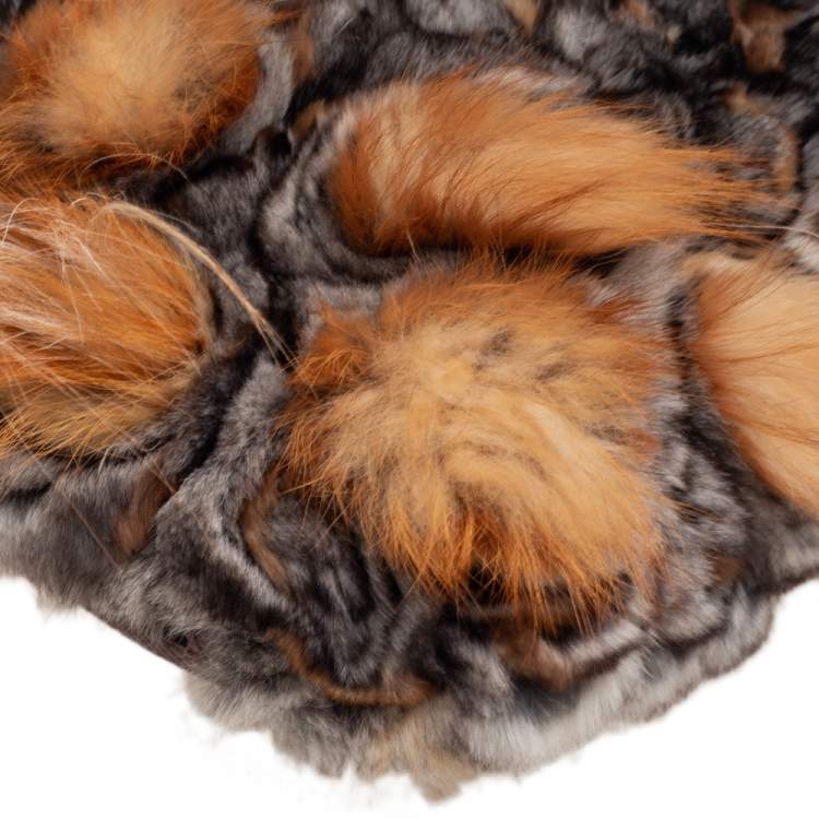 Pre Owned Fendi Brown Chinchilla Fur and Lizard Oyster Hobo