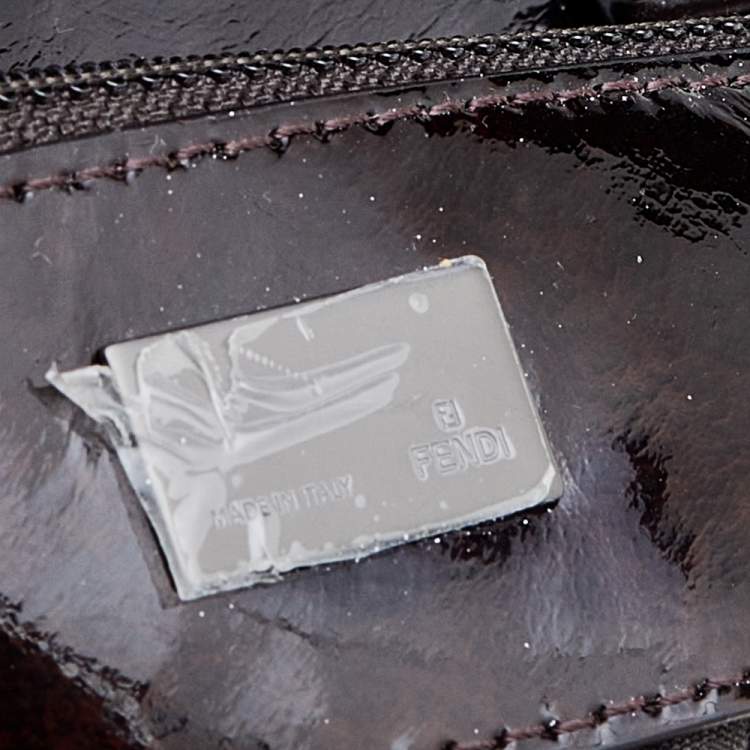 Pre Owned Fendi Tobacco Patent Leather and Zucca Canvas To You Top Handle Bag