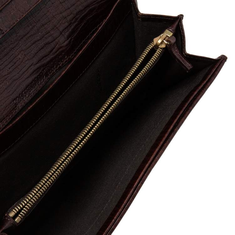 Pre Owned Fendi Beige/Brown Zucchino Canvas and Leather Flap Continental Wallet