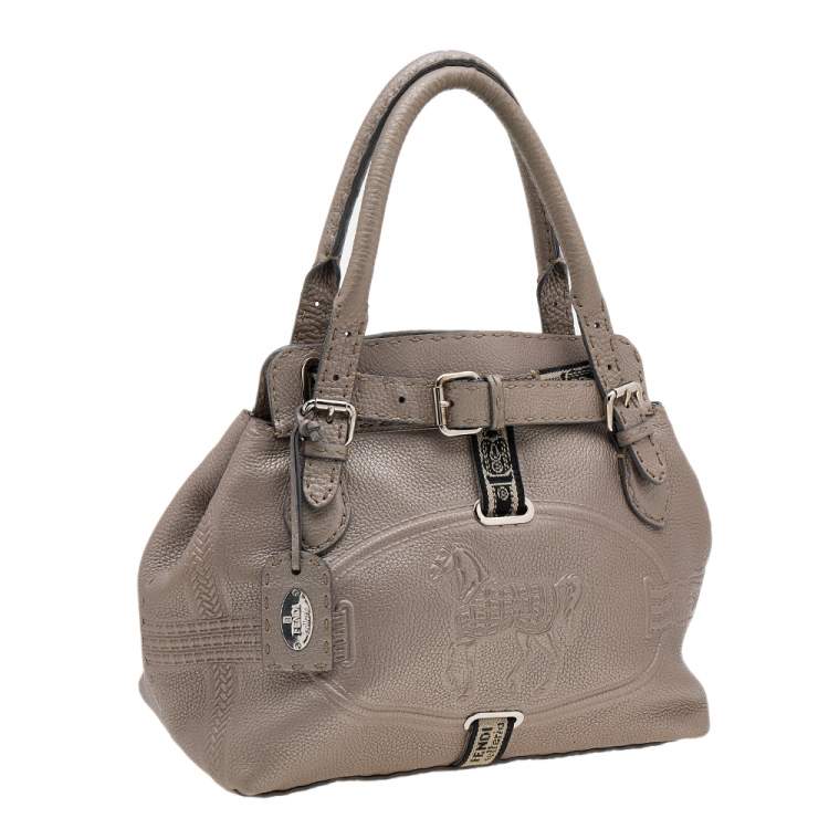 Pre Owned Fendi Grey Selleria Villa Borghese Tote