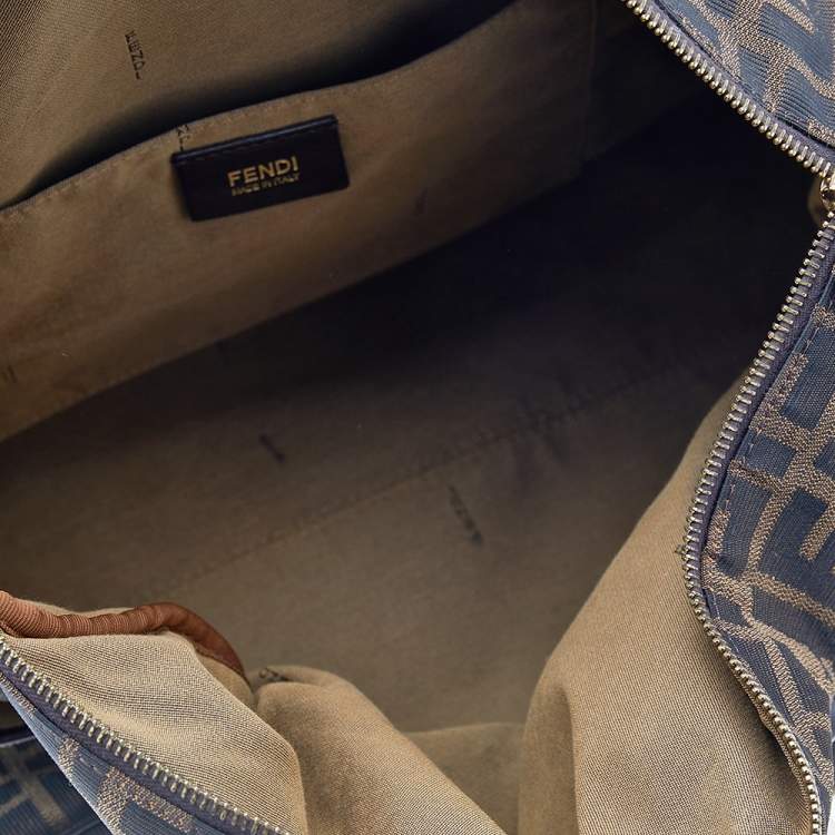 Pre Owned Fendi Tobacco Zucca Canvas and Leather Boston Bag