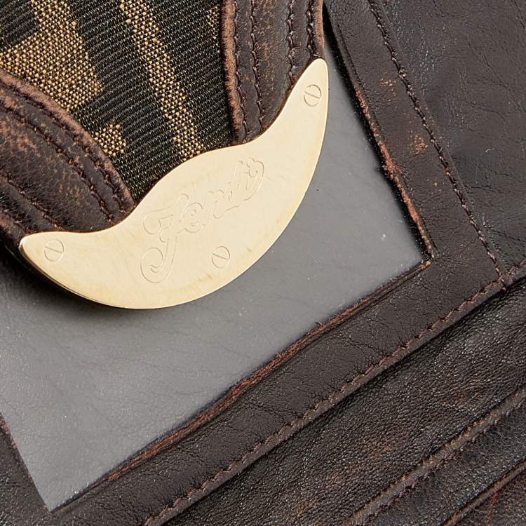 Pre Owned Fendi Tobacco Zucca Canvas and Leather Spy Continental Wallet