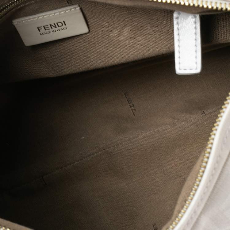 Pre Owned Fendi White FF Zucca Coated Canvas Chef Hobo