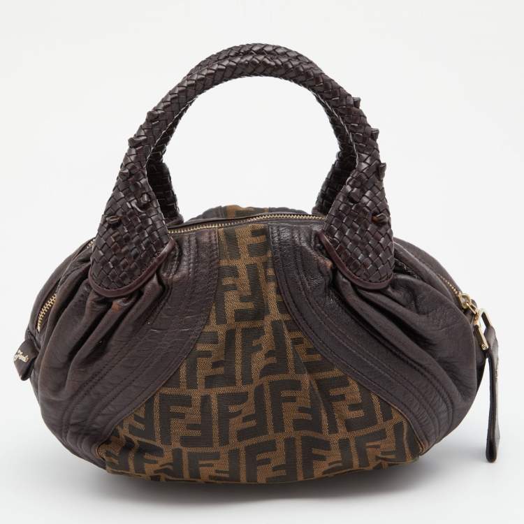 Pre Owned Fendi Tobacco Zucca Canvas and Leather Baby Spy Bag
