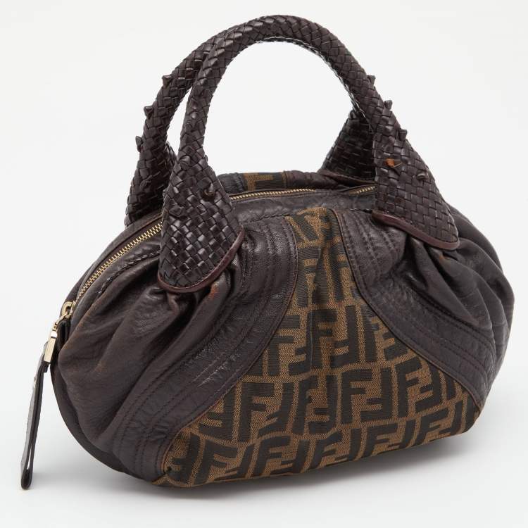 Pre Owned Fendi Tobacco Zucca Canvas and Leather Baby Spy Bag