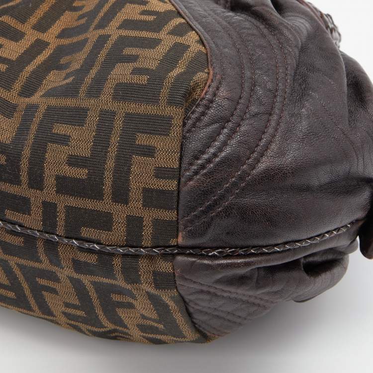 Pre Owned Fendi Tobacco Zucca Canvas and Leather Baby Spy Bag