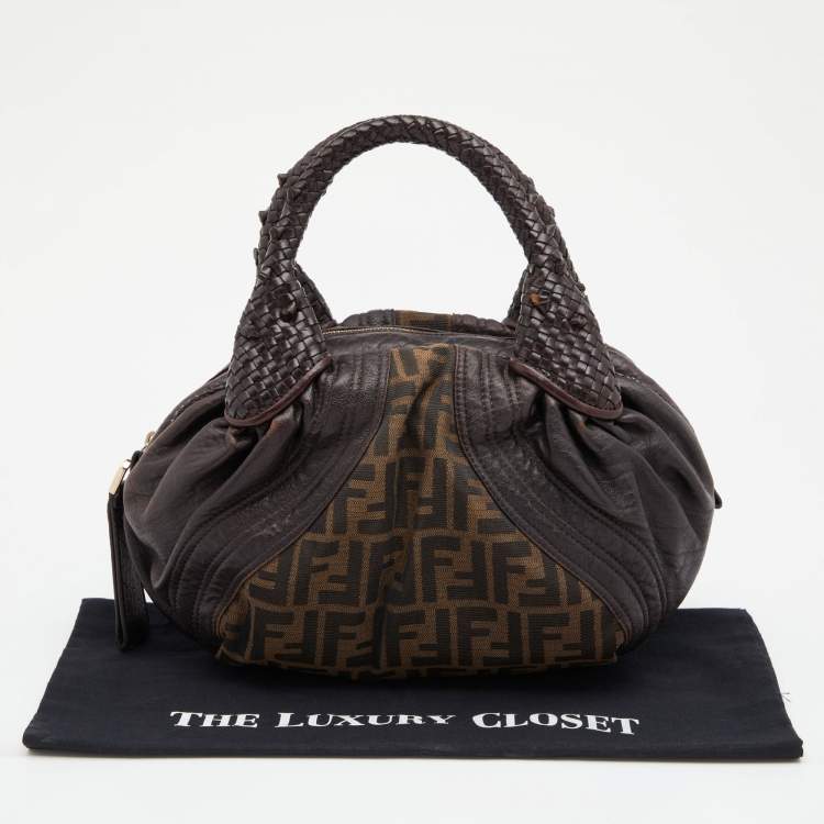 Pre Owned Fendi Tobacco Zucca Canvas and Leather Baby Spy Bag