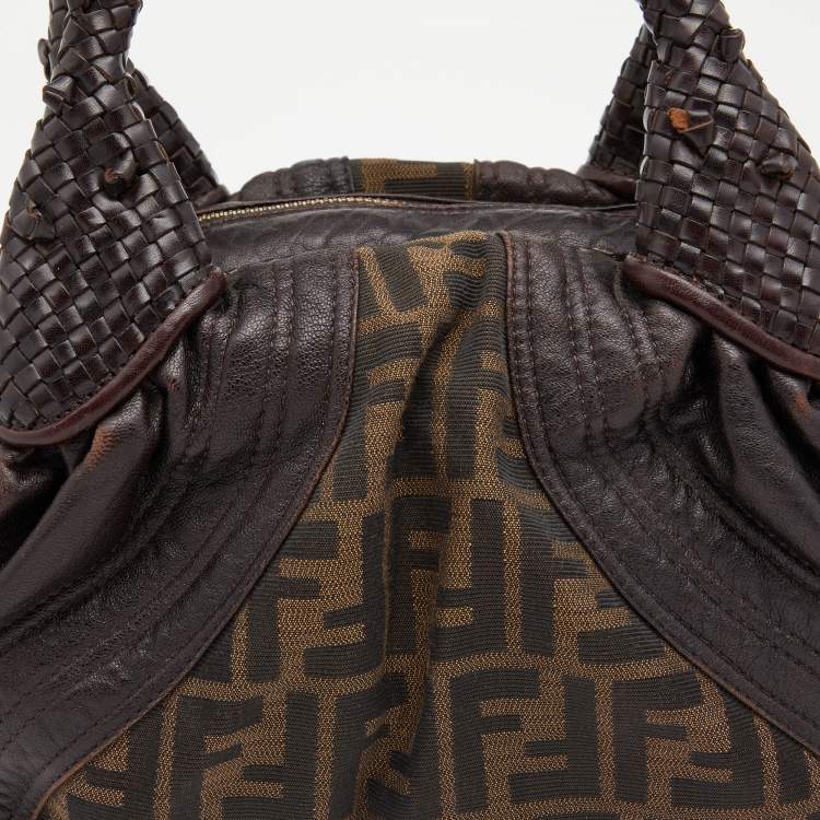 Pre Owned Fendi Tobacco Zucca Canvas and Leather Baby Spy Bag