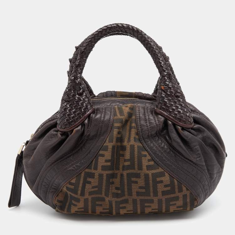 Pre Owned Fendi Tobacco Zucca Canvas and Leather Baby Spy Bag