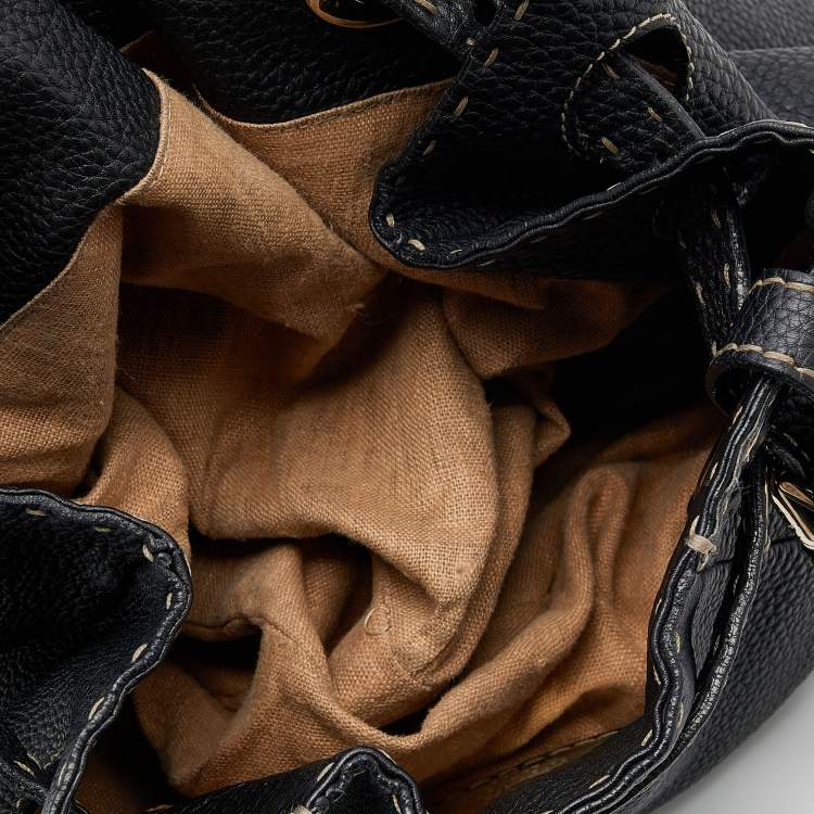 Pre Owned Fendi Black Selleria Leather Shoulder Bag