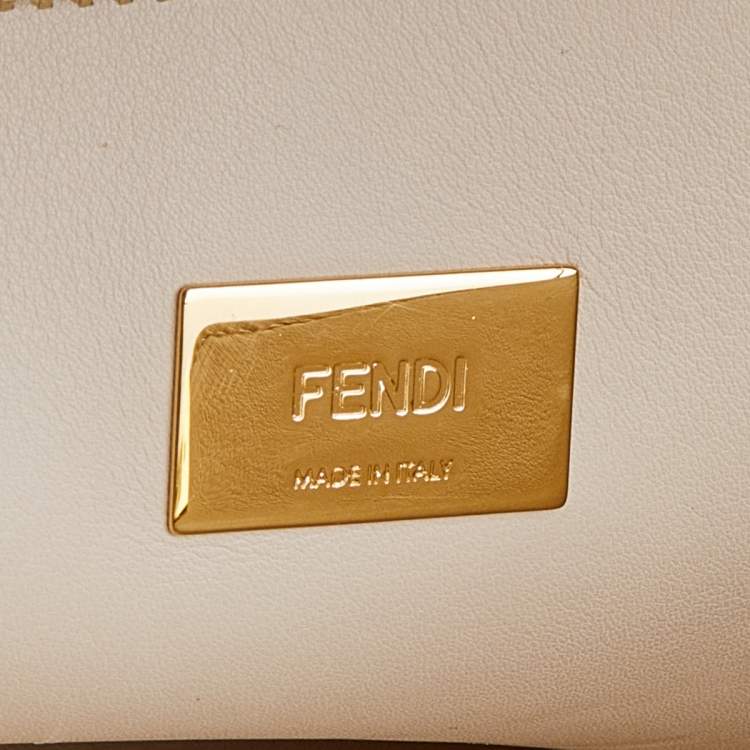 Pre Owned Fendi Navy Blue Leather Large Peekaboo Top Handle Bag