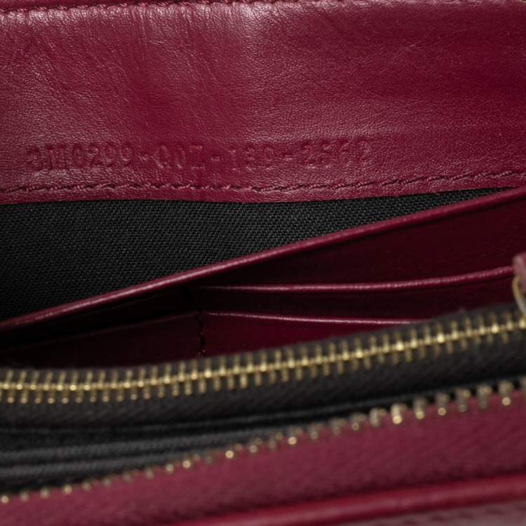 Pre Owned Fendi Magenta/Tobacco Pequin Stripe Canvas and Zip Around Continental Wallet