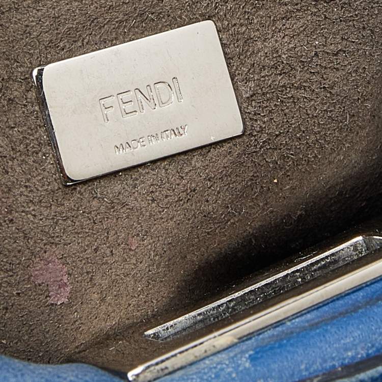 Pre Owned Fendi Blue Leather Micro Peekaboo Top Handle Bag