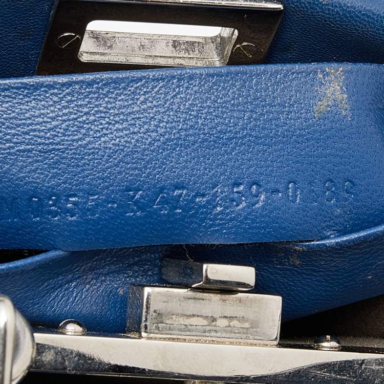 Pre Owned Fendi Blue Leather Micro Peekaboo Top Handle Bag