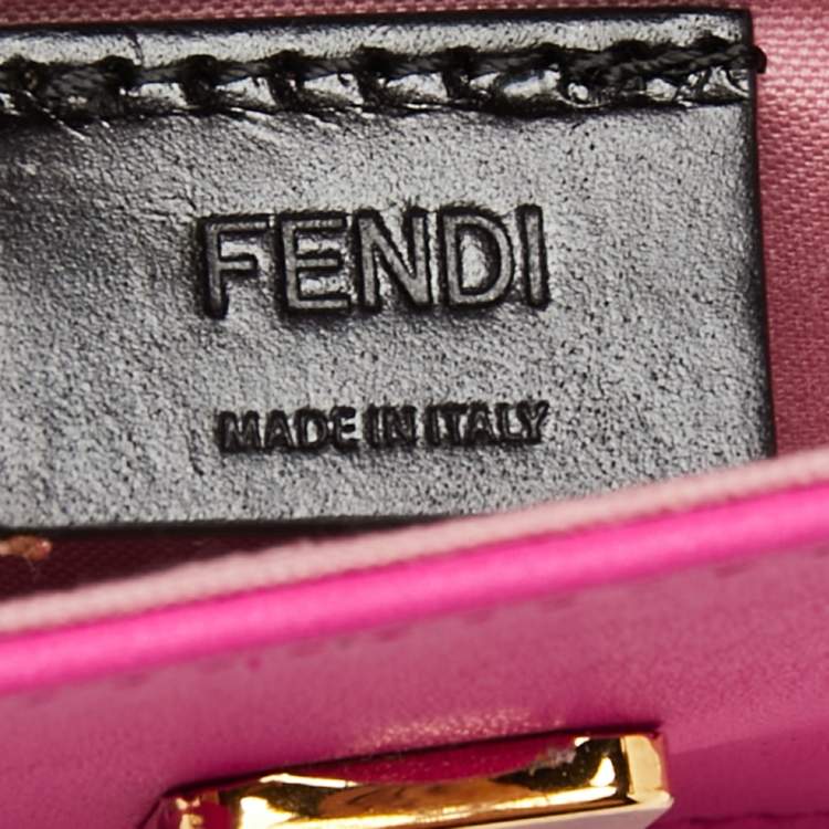 Pre Owned Fendi Hot Pink Leather Tube Wallet on Chain