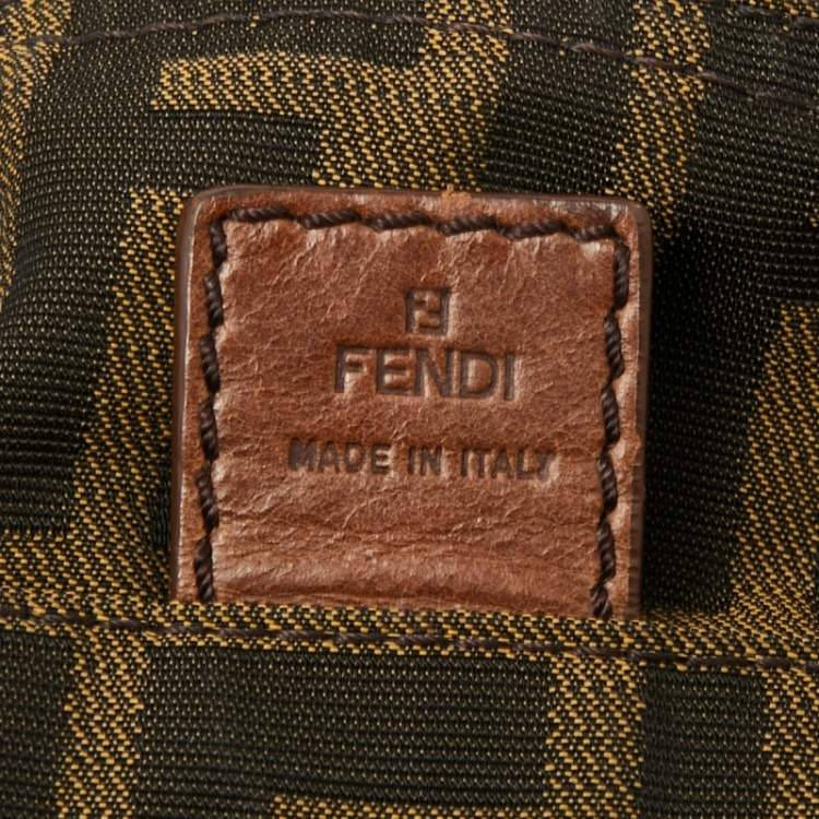 Pre Owned Fendi Tobacco Zucca Canvas and Leather Flat Messenger Bag