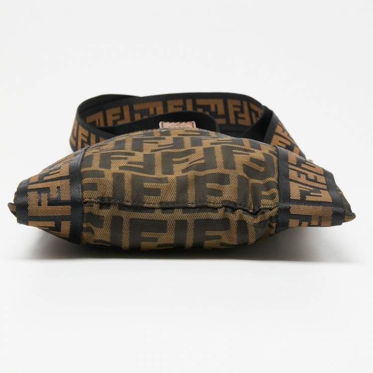 Pre Owned Fendi Tobacco Zucca Canvas and Leather Flat Messenger Bag