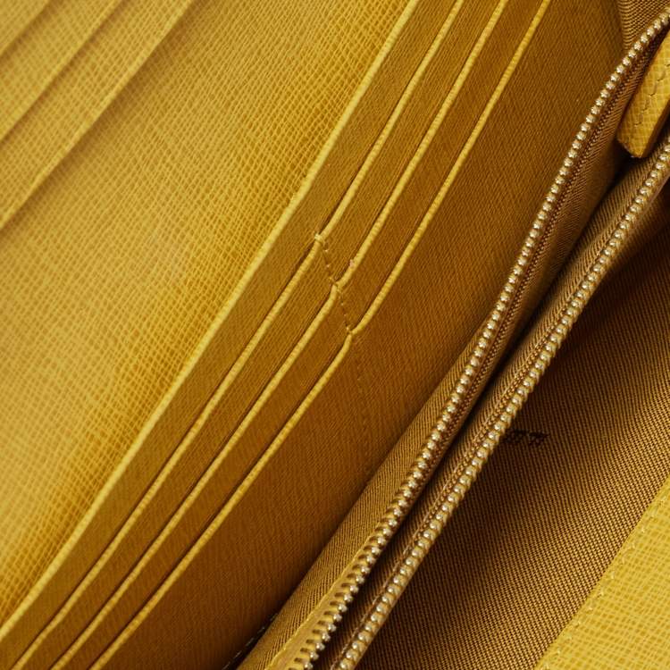 Pre Owned Fendi Yellow Leather Flap Continental Wallet