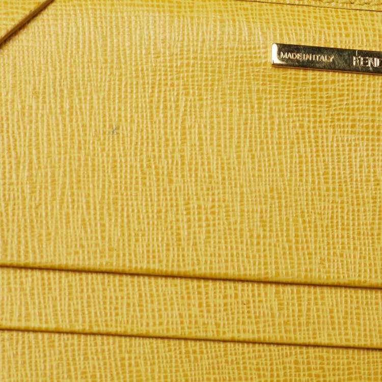 Pre Owned Fendi Yellow Leather Flap Continental Wallet