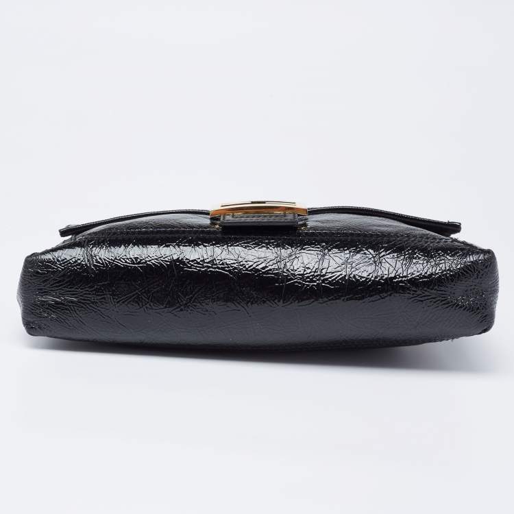 Pre Owned Fendi Black Patent Leather Mama Baguette Shoulder Bag