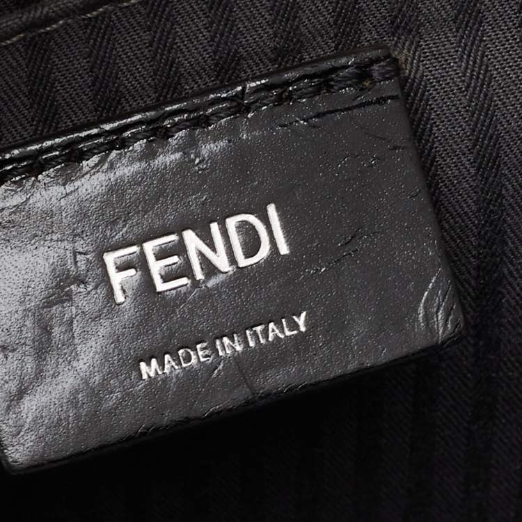 Pre Owned Fendi Grey Textured Leather Small Demi Jour Top Handle Bag