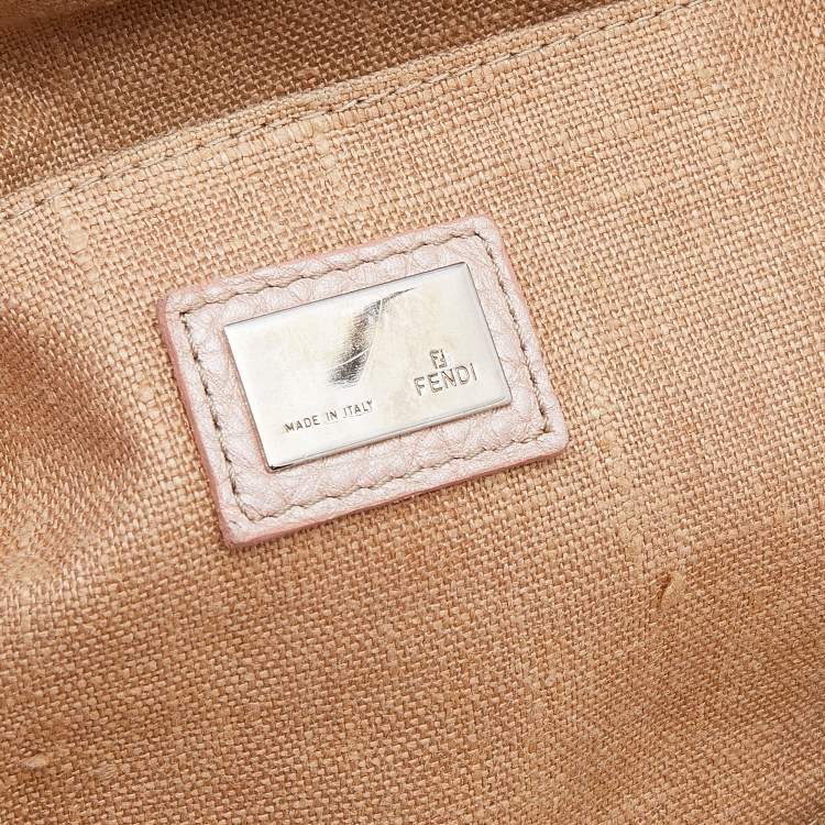 Pre Owned Fendi Beige/Pink Zucca Fabric And Leather Selleria Doctor Satchel