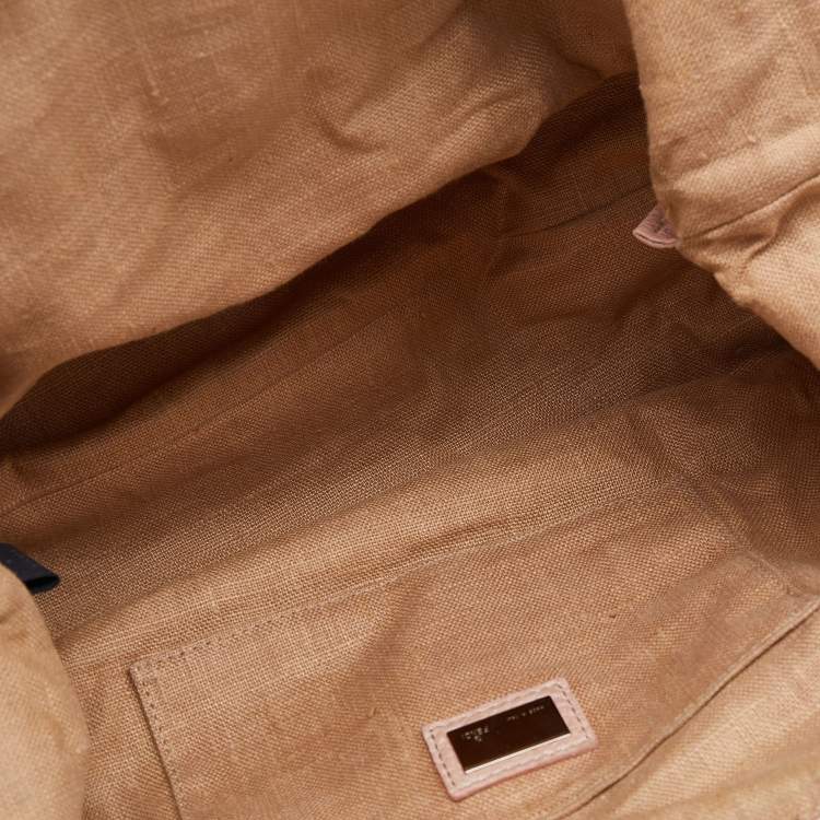 Pre Owned Fendi Beige/Pink Zucca Fabric And Leather Selleria Doctor Satchel