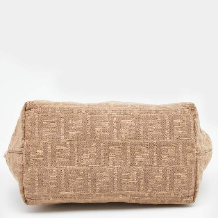Pre Owned Fendi Beige/Pink Zucca Fabric And Leather Selleria Doctor Satchel