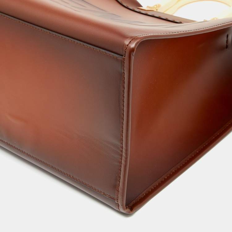 Pre Owned Fendi Brown Leather Large Sunshine Shopper Tote