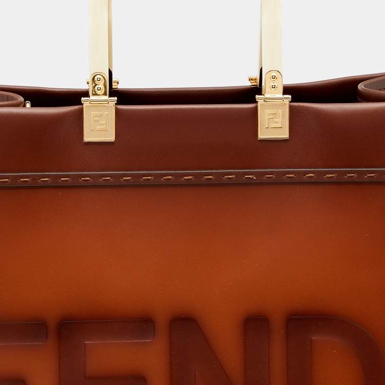 Pre Owned Fendi Brown Leather Large Sunshine Shopper Tote