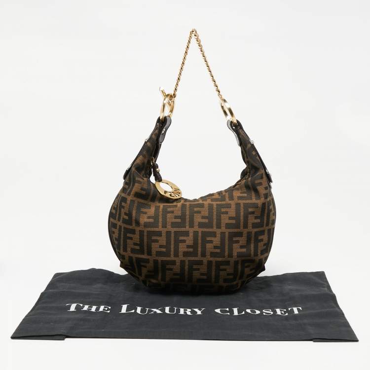 مملوكة مسبقًا Fendi Tobacco Zucca Canvas And Leather Chef Chain Link Hobo