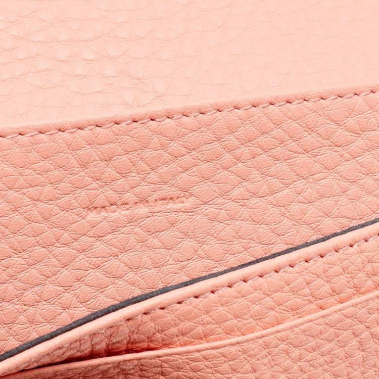 Pre Owned Fendi Peach Selleria Leather Peekaboo Wallet
