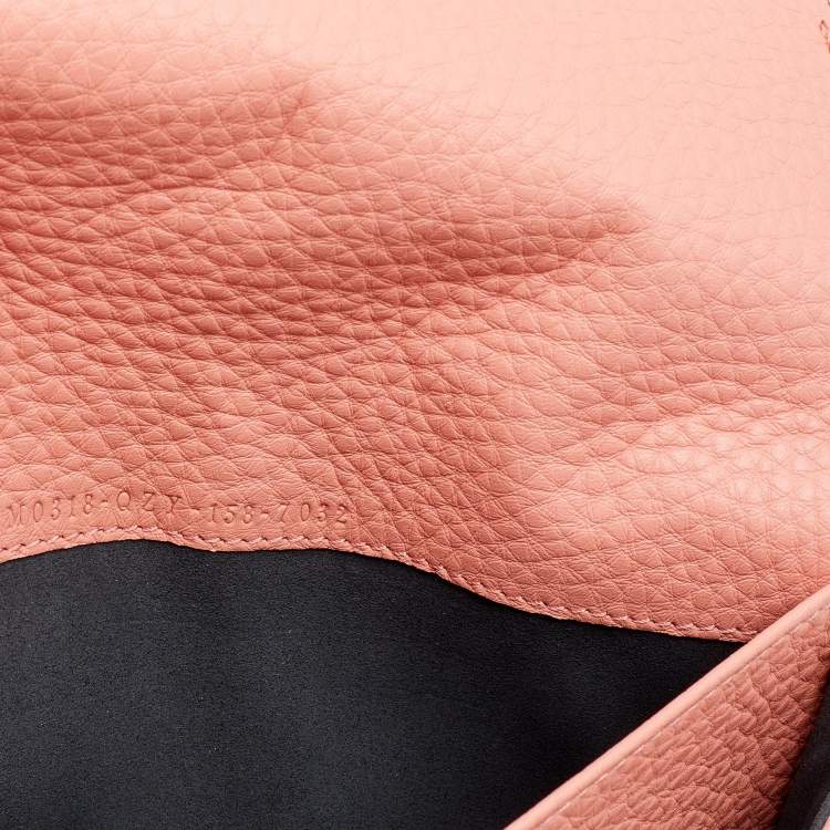 Pre Owned Fendi Peach Selleria Leather Peekaboo Wallet