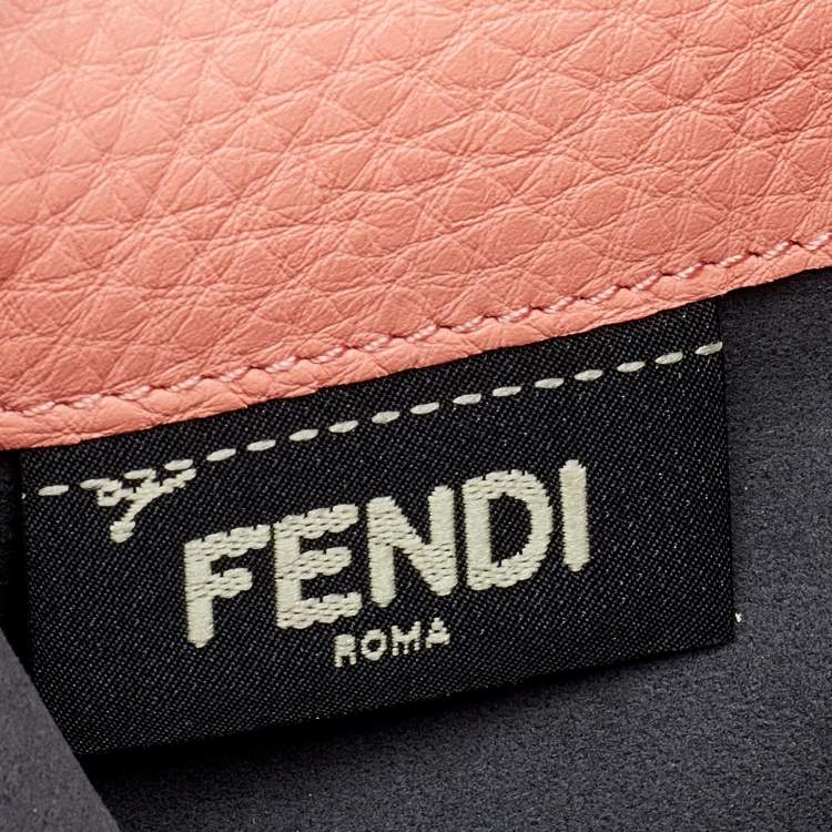 Pre Owned Fendi Peach Selleria Leather Peekaboo Wallet