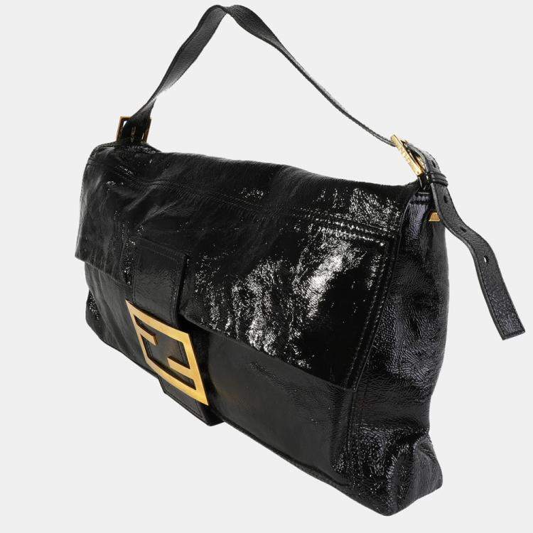 Fendi black patent leather on sale bag