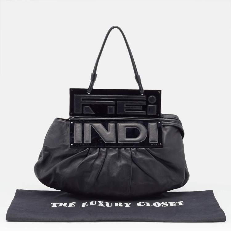 Pre Owned Fendi Black Leather To You Clutch Bag