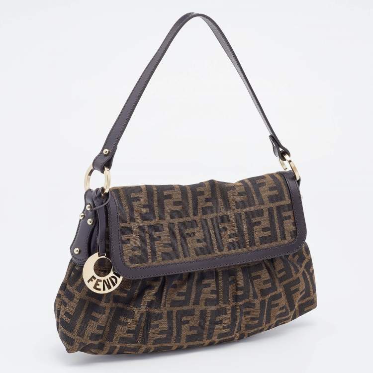 Pre Owned Fendi Tobacco Zucca Canvas and Leather Chef Shoulder Bag