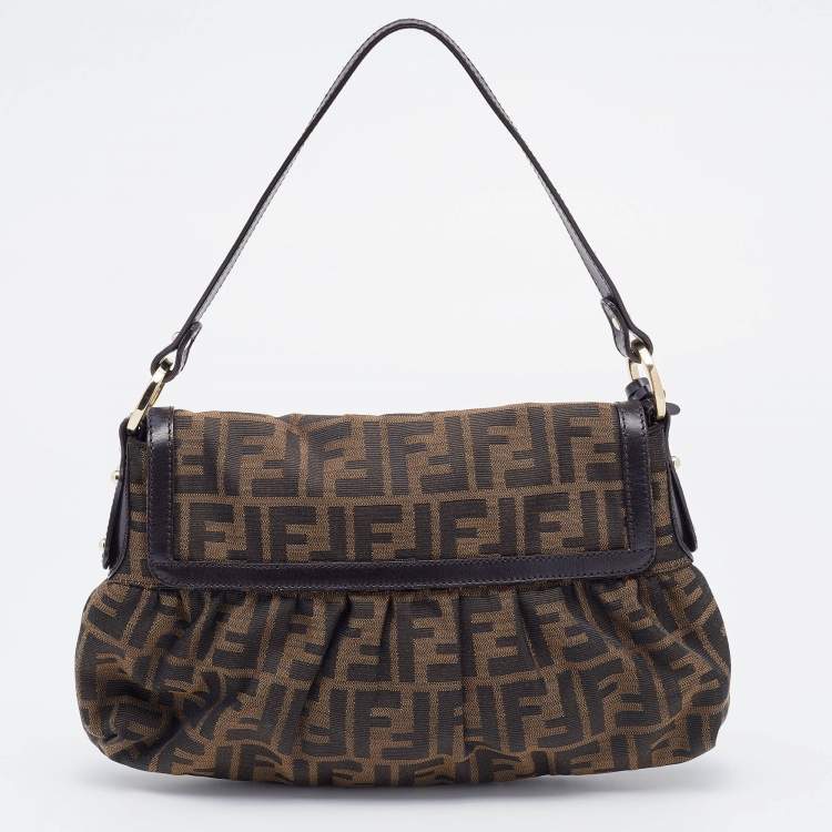 Pre Owned Fendi Tobacco Zucca Canvas and Leather Chef Shoulder Bag