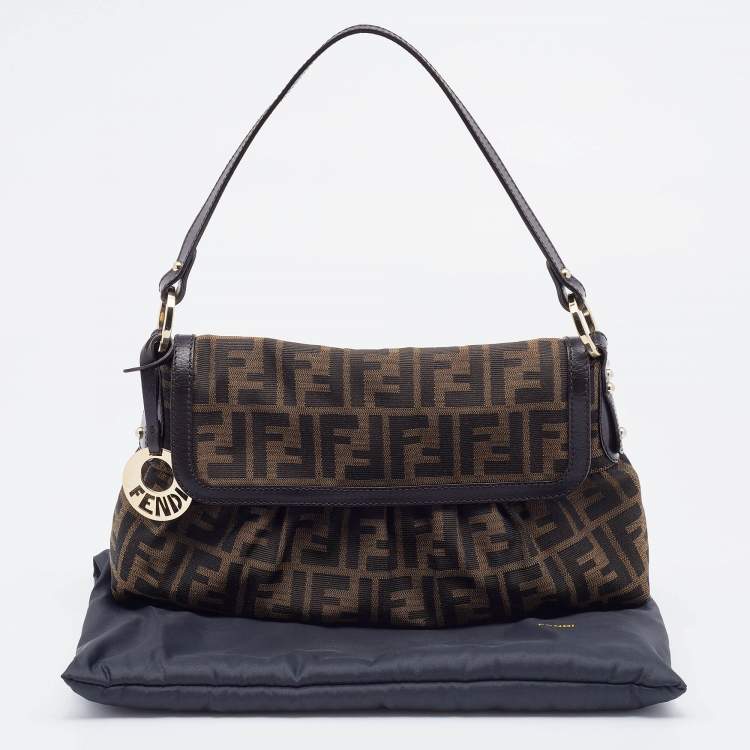 Pre Owned Fendi Tobacco Zucca Canvas and Leather Chef Shoulder Bag