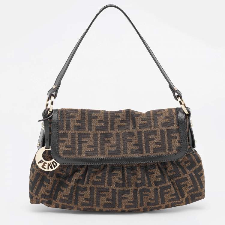 Pre Owned Fendi Tobacco Zucca Canvas and Leather Chef Shoulder Bag