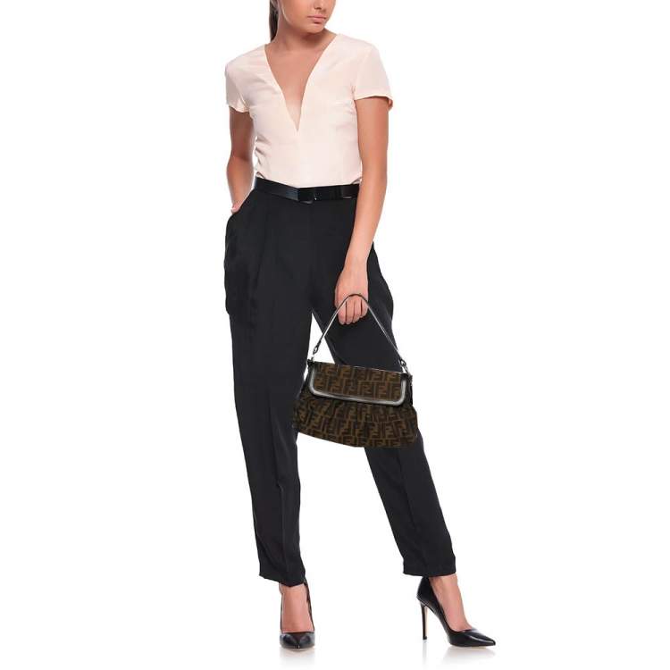 Pre Owned Fendi Tobacco Zucca Canvas and Leather Chef Shoulder Bag