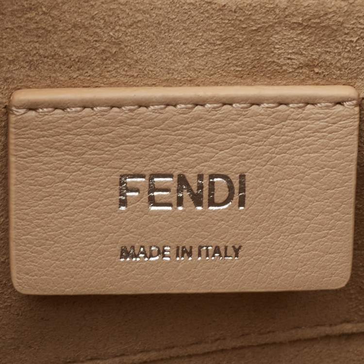 Pre Owned Fendi Black Velvet and Leather Small Kan I Logo Embellished Top Handle Bag