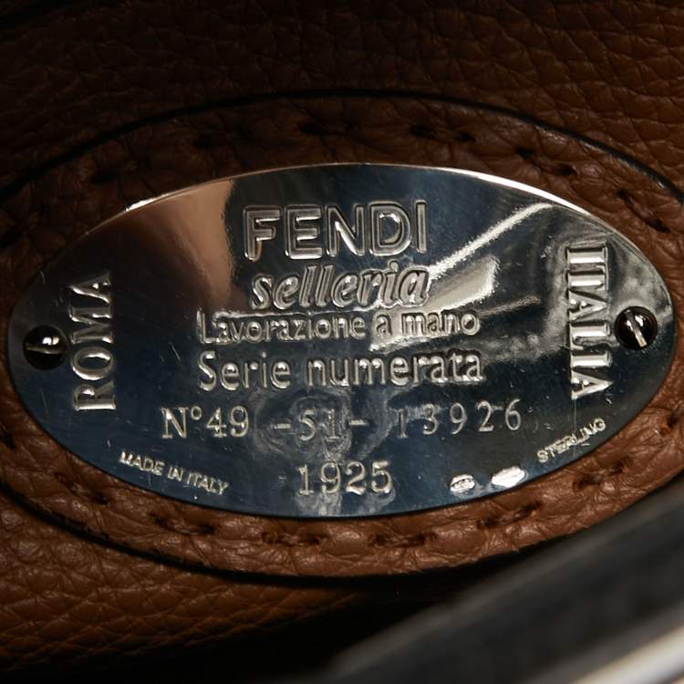 Pre Owned Fendi Black Selleria Leather Mini Peekaboo Top Handle Bag