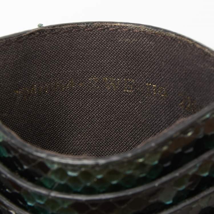 Pre Owned Fendi Green/Black Python Card Holder