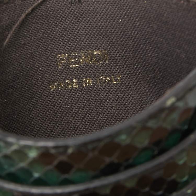 Pre Owned Fendi Green/Black Python Card Holder