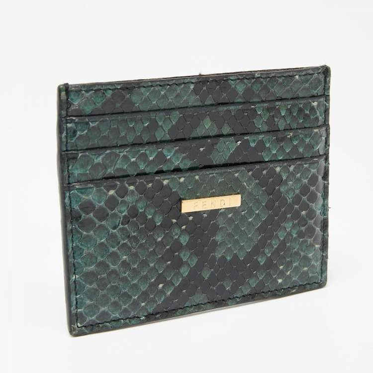 Pre Owned Fendi Green/Black Python Card Holder