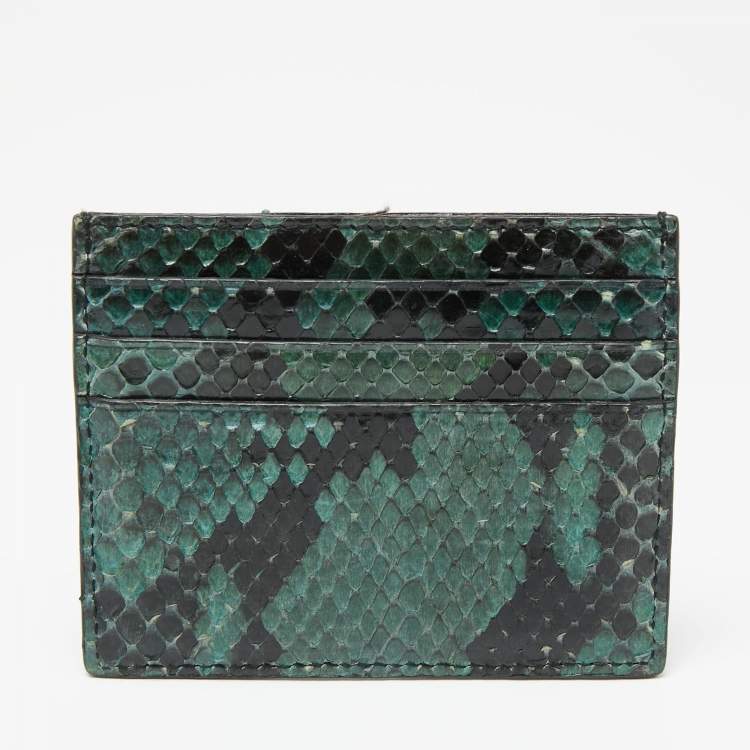 Pre Owned Fendi Green/Black Python Card Holder