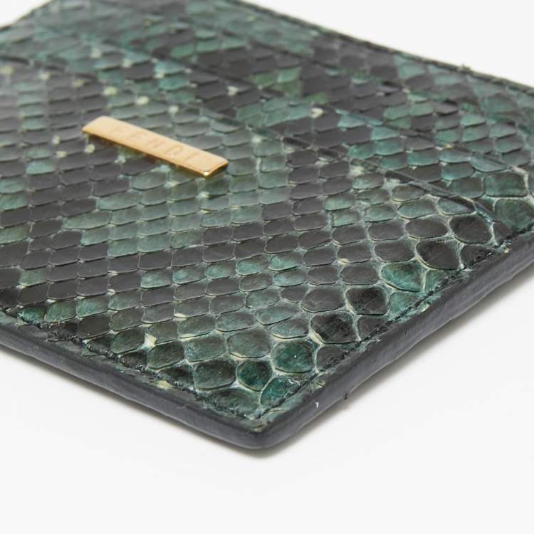 Pre Owned Fendi Green/Black Python Card Holder